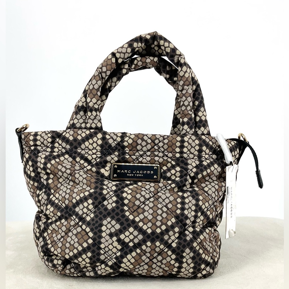 Marc Jacobs Quilted Mini Tote – Snakeskin Print Nylon Shoulder Bag – NWT